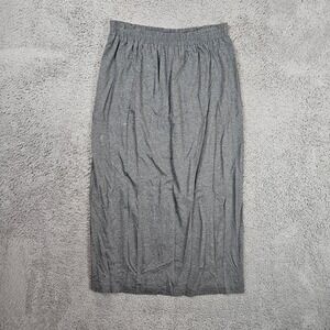 Yasuko Womens Charcoal Gray Rayon Lycra Elastic Waist Maxi Skirt Made‎ in USA S